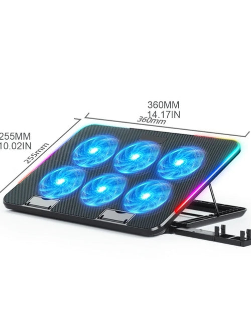 Load image into Gallery viewer, New Laptop Cooler Laptop Cooling Pad Notebook Gaming Cooler Stand with 6 LED Fan 2 USB Ports Phone Holder for 15.6in Laptop
