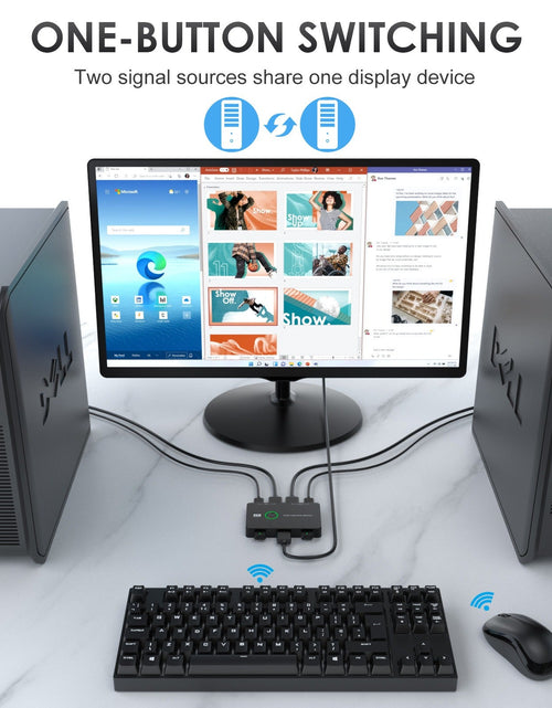 Load image into Gallery viewer, USB/HDMI/KVM switch for 2 computers to share keyboard, mouse, printer, high-definition display
