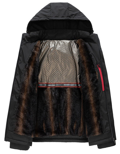 Load image into Gallery viewer, Men's mink fur autumn and winter middle-aged and elderly dad outfit with thick fleece, middle-aged casual business cotton jacket
