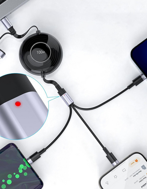Load image into Gallery viewer, New 100W TypeC multifunctional telescopic interface with two to three data cables and PD fast charging five in one design
