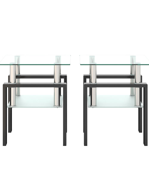 Load image into Gallery viewer, Set of 2, Modern Tempered Glass Tea Table Coffee Table End Table, Square Table for Living Room, Transparent/Black
