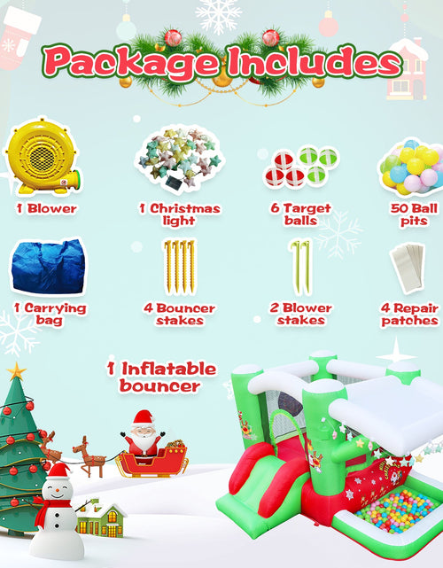 Load image into Gallery viewer, Christmas Jump 'n Slide Inflatable Bouncer for Kids Complete Setup with Blower - 80" x 91" Play Area - 55" Tall
