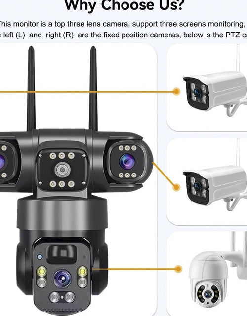 Load image into Gallery viewer, V380 360-Degree Panoramic 3-View 3-Lens Wireless WiFi/4G Solar-Powered Camera Surveillance System
