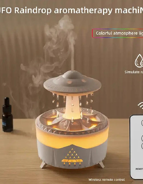 Load image into Gallery viewer, Rain Drop Air Humidifier Essential Oil Diffuser 350ml 7 Colors LED Lamp Ultrasonic Remote Control USB Rain Cloud Aroma Diffuser
