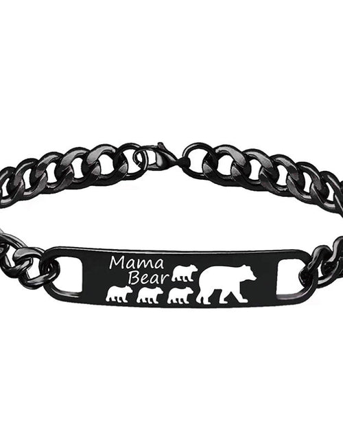Load image into Gallery viewer, Customized 3-5 days Stainless steel Mama Bear Mother's Day gift engraved titanium steel bracelet
