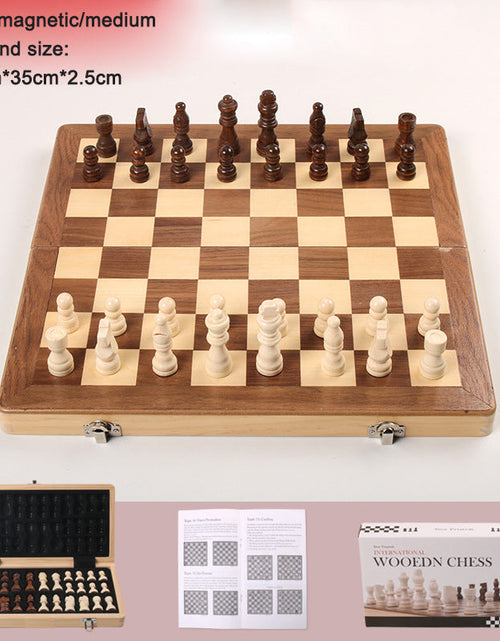 Load image into Gallery viewer, Magnetic Chess Folding Solid Wood Double Queen Set Chessboard Adult Board Game Children's Puzzle Toy
