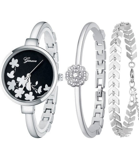 New Fashion Quartz Watch for women's Set Boutique Trends Geneva Style Watch Jewelry Set Christmas Gifts Birthday Gifts