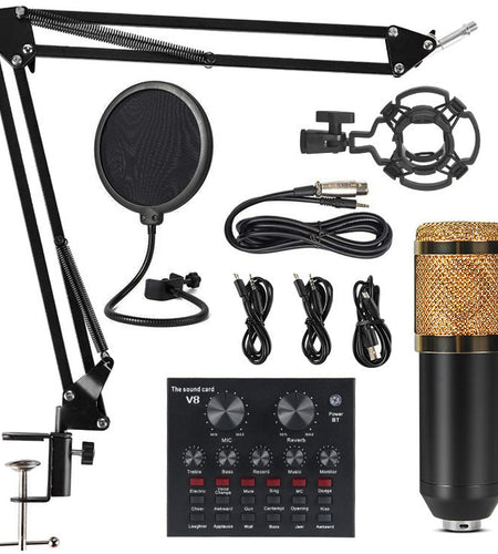 V8 Professional Sound Card Streaming Live Broadcast Podcast Recording Studio Equipment Voice Changer Audio Interface SoundCard