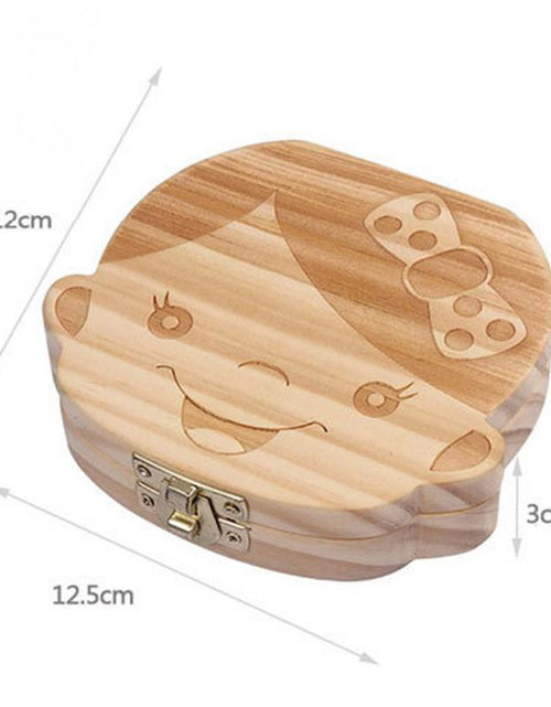 Load image into Gallery viewer, Lovely Girl /Boy Image Wooden Baby Milk Teeth Box Baby Souvenirs Fetal Hair Tooth Collection Save Box Recording Baby Growth
