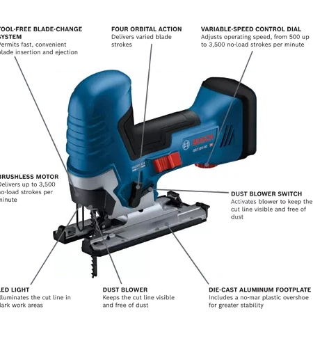 BOSCH GST18V-50BN 18V Brushless Barrel-Grip Jig Saw (Bare Tool)