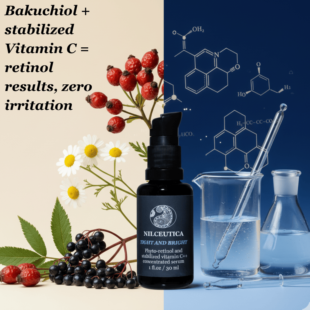 TIGHT AND BRIGHT, an Advanced Gentle Phyto-Retinol and Vitamin C Face Serum, 12 Innovative Technologies, 55% High-Performance Cosmeceuticals