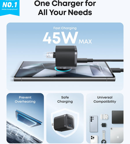 Anker Nano Charger (45W) with USB-C to USB-C Cable
