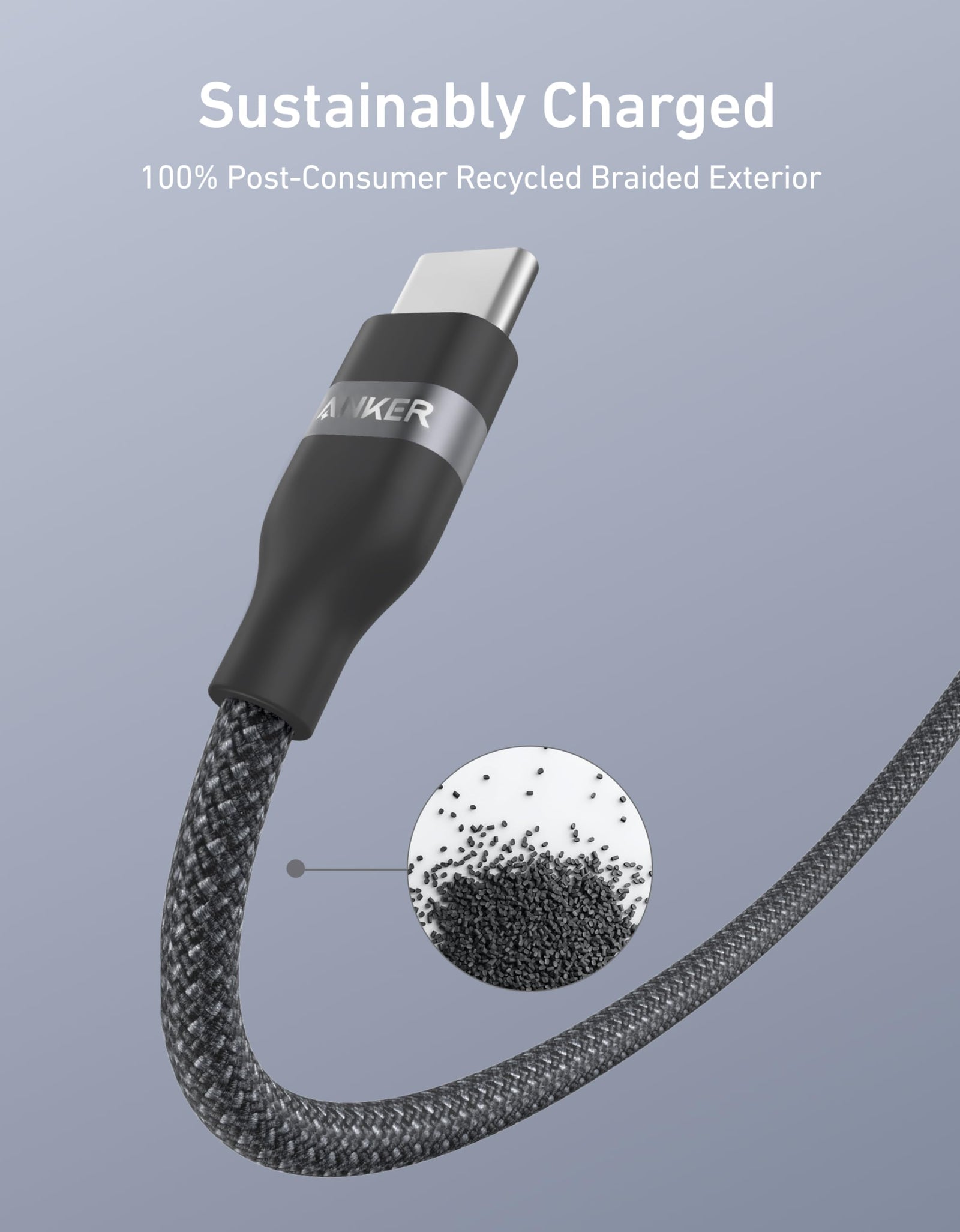 Anker USB-A to USB-C Cable (3 ft/6 ft, Upcycled-Braided)