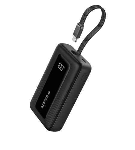 Anker Zolo Power Bank (10K, 30W) with a 5.4-inch (13.7 cm) built-in USB-C cable.