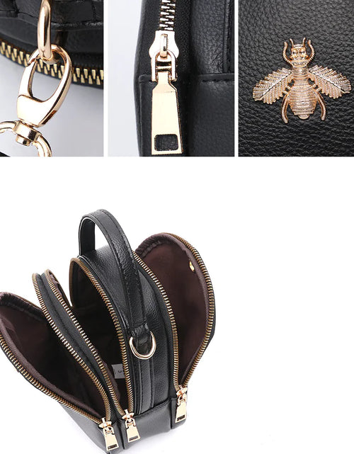 Load image into Gallery viewer, Mini Bee Shoulder Bag - Vintage PU Leather Crossbody
