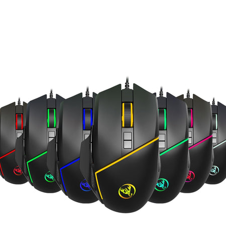 A876 wired mouse with colorful synchronized lighting, 6400dpi adjustable lighting, can turn off gaming mouse