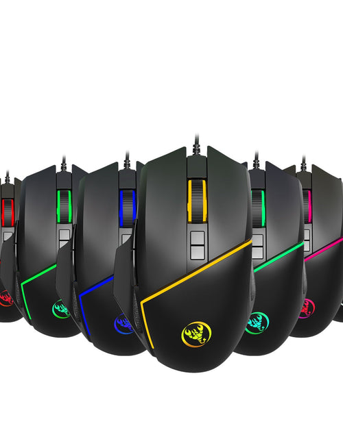 Load image into Gallery viewer, A876 wired mouse with colorful synchronized lighting, 6400dpi adjustable lighting, can turn off gaming mouse
