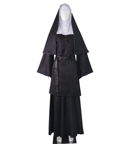 Halloween TheNun Ghost Sister cosplay costume, black horror nun costume, priest cosplay costume