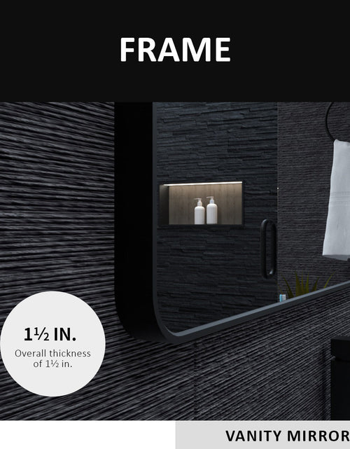 Load image into Gallery viewer, 24x36 inch aluminum frame round rectangular bathroom wall mirror, matte black rust proof, tempered glass mirror
