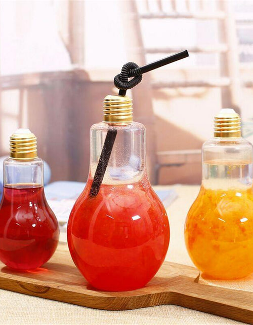 Load image into Gallery viewer, Light Bulb Fruit Juice Bottles Portable Cute Juicer Milk Water Bottle Colorful Drink-ware
