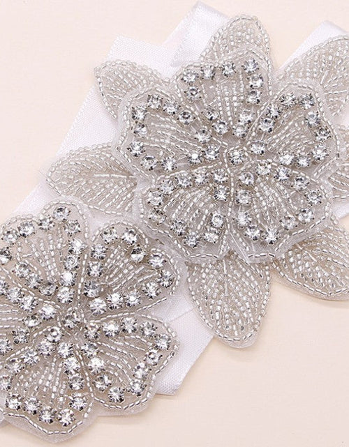 Load image into Gallery viewer, Sweet princess bridal headgear handmade crystal inlaid rhinestone flower cloth headband hair ornament
