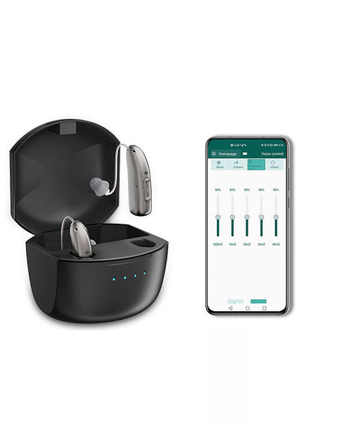 Load image into Gallery viewer, Rechargeable Bluetooth APP intelligent noise reduction RIC hearing aid ear back type hearing aid for the elderly with hearing loss
