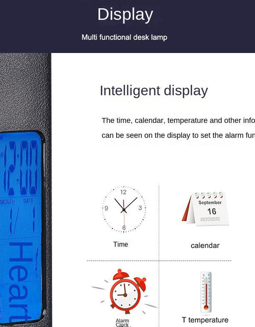 Load image into Gallery viewer, Folding alarm clock, time display, learning, reading, business, office, adjustable light, eye protection desk lamp
