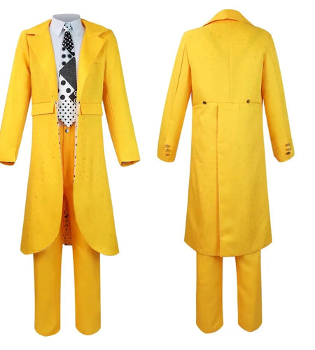 The Mask Cosplay Costume Halloween Carrey Cosplay Uniform Anime Costumes Yellow Trench Hat Carnival Party Jim Clown Mask for Men