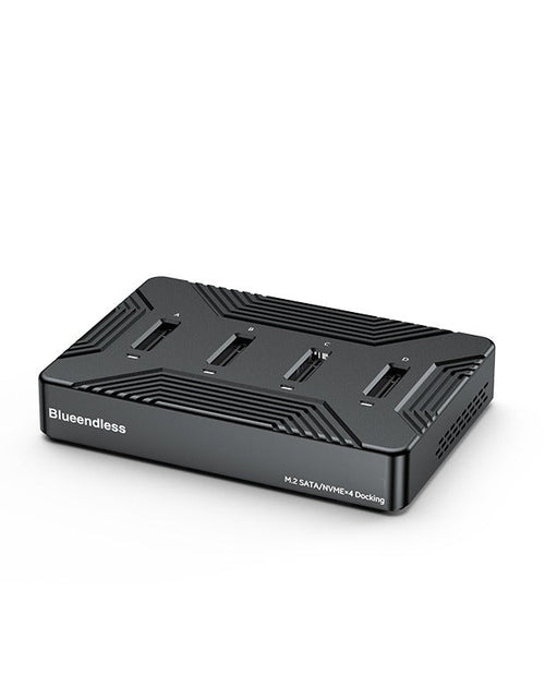Load image into Gallery viewer, m. Solid state drive base with four bays and dual protocol nvme/data portable hard drive box, USB 3.2 gen2
