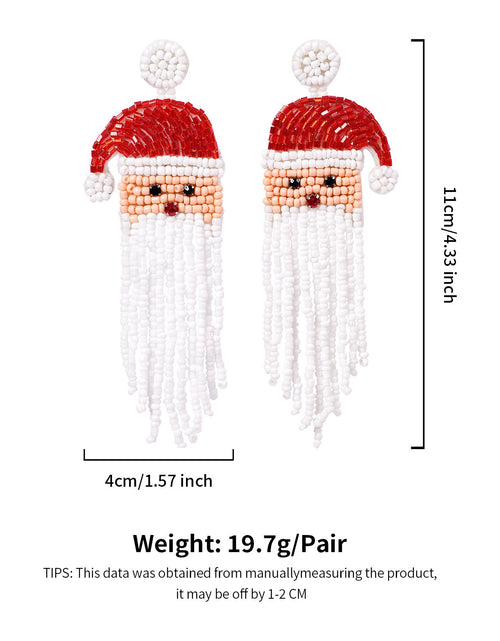 Load image into Gallery viewer, Christmas Day Earrings Earrings Handmade Beads Christmas Old Man Cartoon Character Tassel Rice Beads Earrings
