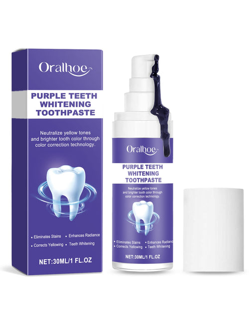 Load image into Gallery viewer, Oralhoe Purple Brightening Toothpaste Brightening Remove Stains Improve Yellow Teeth Gentle Cleaning Dental Hygiene Care Toothpaste
