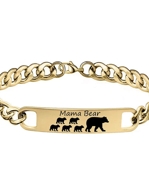 Load image into Gallery viewer, Customized 3-5 days Stainless steel Mama Bear Mother's Day gift engraved titanium steel bracelet

