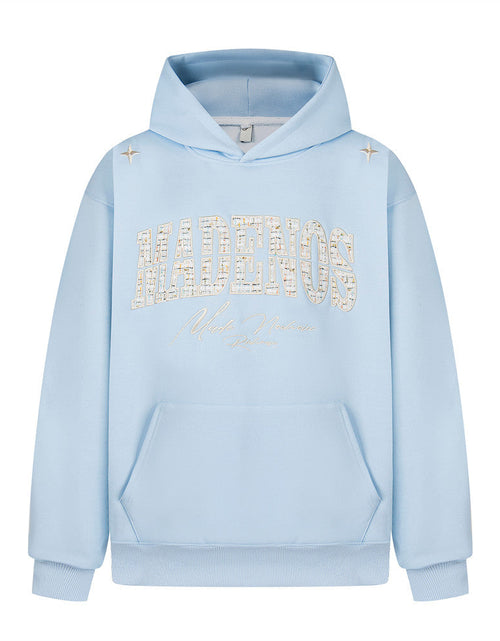 Load image into Gallery viewer, Alphabet patch embroidered hooded sweatshirt
