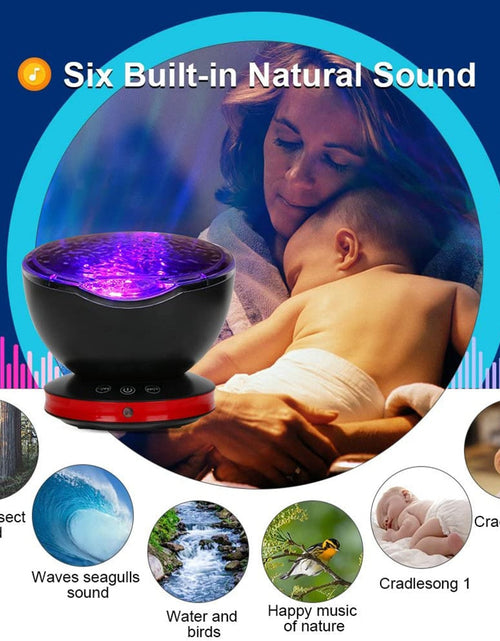 Load image into Gallery viewer, Ocean Wave Projector Light Led Night Lamp Music Player Remote Control USB Starry Projection Living Bedroom Party Decor Gifts

