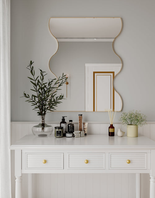 Load image into Gallery viewer, Wall Mirror 30x35 Inch Black Rectangular Mirror with 2 Wavy Sides Metal Framed Mirror Vanity Mirror Dressing Mirror
