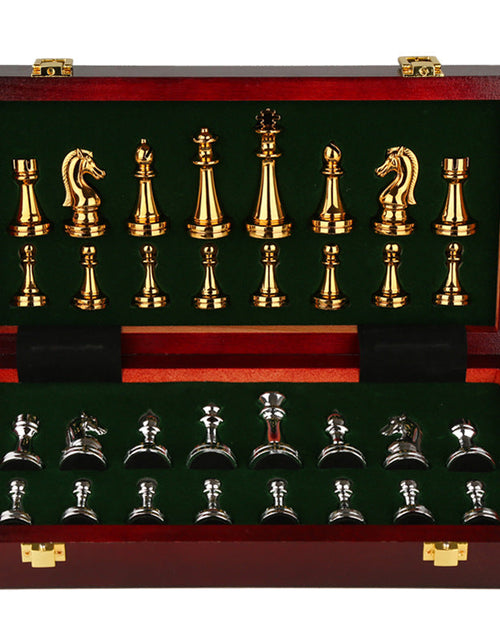 Load image into Gallery viewer, International Chess High end Gift Box Metal Chess Pieces Wooden Chess Board Western Chess
