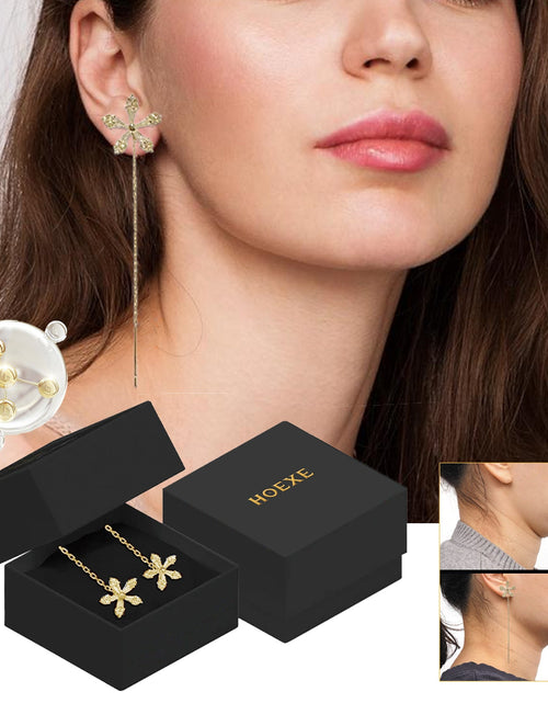 Load image into Gallery viewer, Sweet Crystal Flower Long Earrings, Ear Acupoint Earrings Niche Fashion Small Fresh And Cute Earrings
