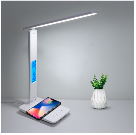 Load image into Gallery viewer, Modern Business Led Office Desk Lamp Touch Dimmable Foldable With Calendar Temperature Alarm Clock table Reading Light LAOPAO

