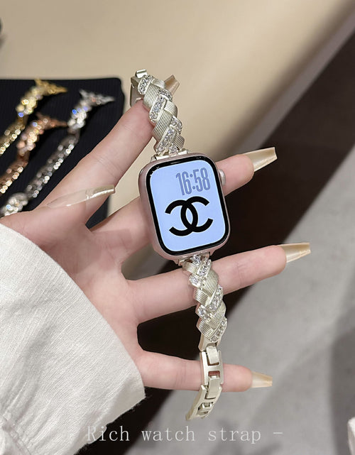 Load image into Gallery viewer, Wheat Spike Diamond-Encrusted Metal Starlight Watch Band for Apple Watch Female
