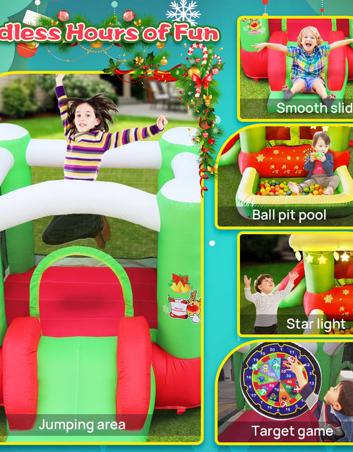 Load image into Gallery viewer, Christmas Jump 'n Slide Inflatable Bouncer for Kids Complete Setup with Blower - 80" x 91" Play Area - 55" Tall
