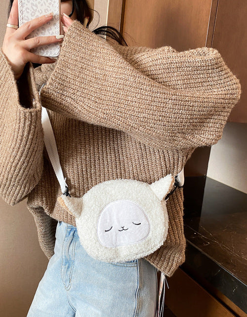Load image into Gallery viewer, Women's Bag Autumn/Winter New Cute Doll Women's Shoulder Bag Fashionable and Stylish Crossbody Plush Small Round Bag Student Bag
