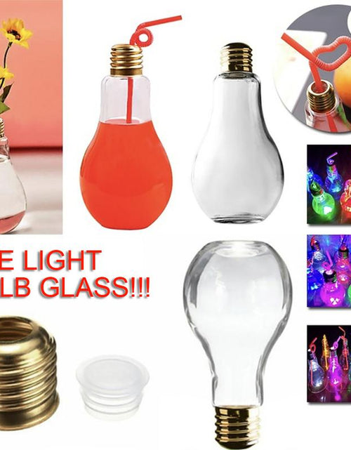 Load image into Gallery viewer, Light Bulb Fruit Juice Bottles Portable Cute Juicer Milk Water Bottle Colorful Drink-ware
