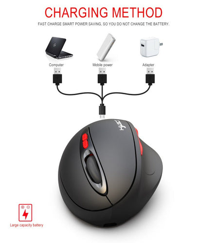 2.4G wireless mouse rechargeable vertical mouse with 7 buttons ergonomic design