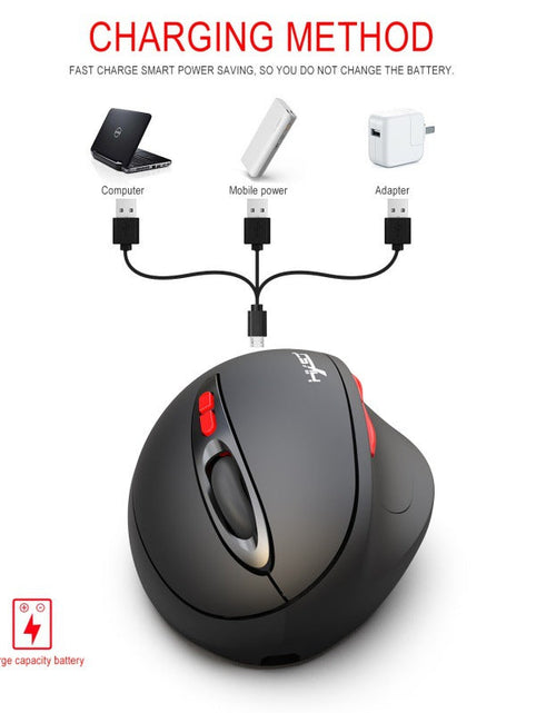 Load image into Gallery viewer, 2.4G wireless mouse rechargeable vertical mouse with 7 buttons ergonomic design
