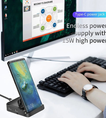 8 in 1 Type C HUB Docking Station Phone Stand USB C To HDMI-compatible Dock Power Charger Adapter For MacBook For Samsung HUAWEI