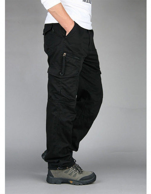 Load image into Gallery viewer, Men's Cotton Cargo Overalls for Camping &amp; Hiking - Straight-Leg, Multi-Pocket Baggy Trousers
