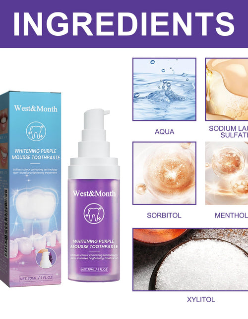 Load image into Gallery viewer, West&amp;Month Purple Mousse Toothpaste Daily Mouthguard Gently Cleans Stains And Tartar Freshen The Mouth
