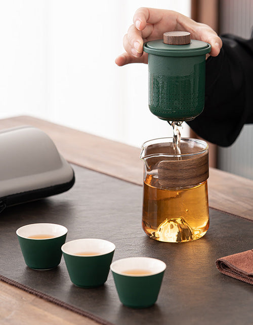 Load image into Gallery viewer, Portable Storage Travel Tea Set Small Set Simple Kung Fu Tea Set Brewing Tea Cups Outdoor Portable Guanshan Quick Cup
