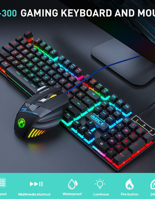Load image into Gallery viewer, Wired gaming keyboard floating keycap rainbow backlit keyboard and mouse set AN-300
