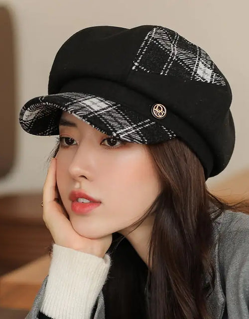 Load image into Gallery viewer, Women's British Plaid Octagonal Newsboy Cap (Winter)
